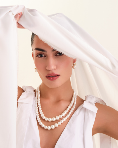 Double Graded White &amp; Purse Studs (Combo)