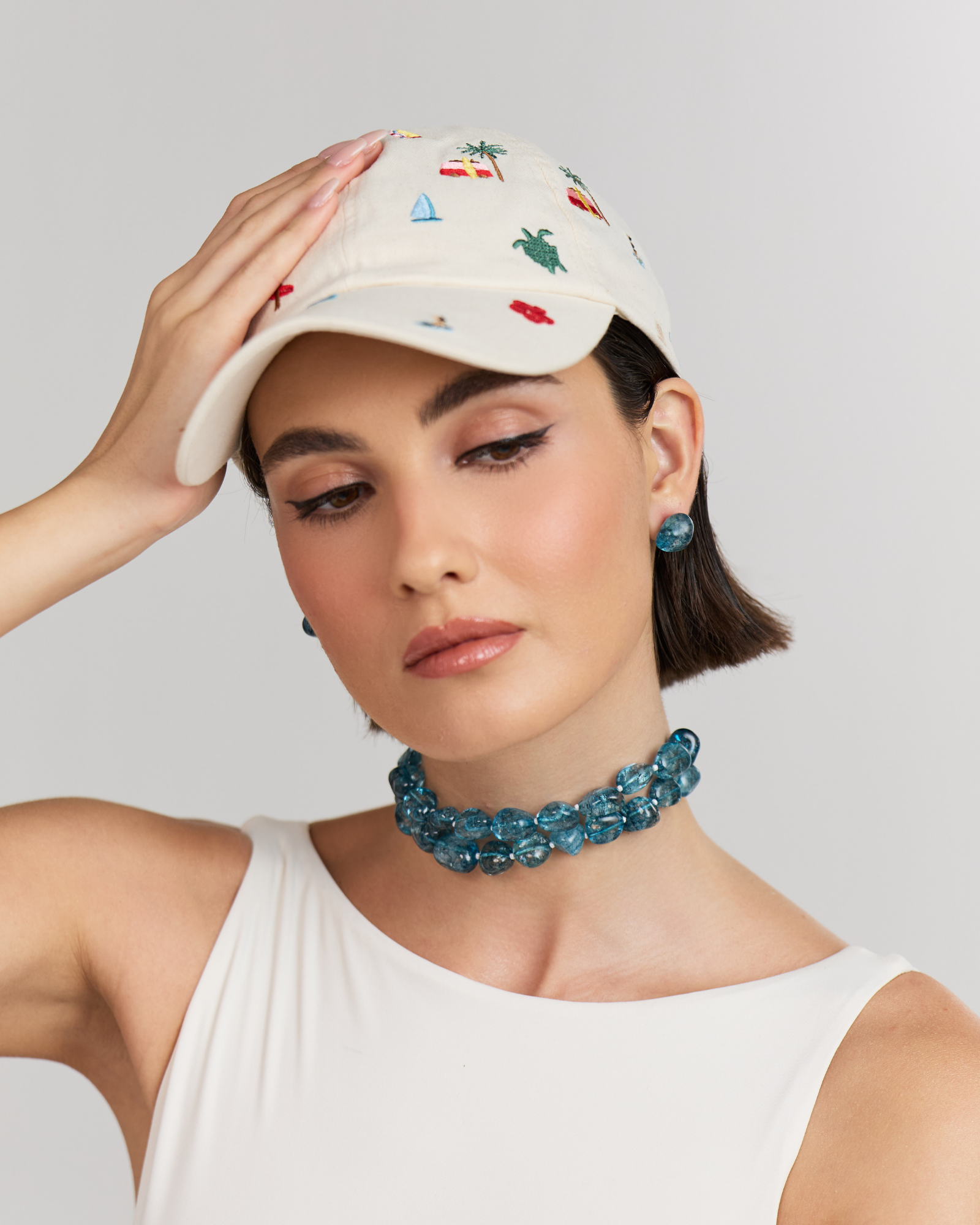 Blue Tumbles Choker (2 Lines)