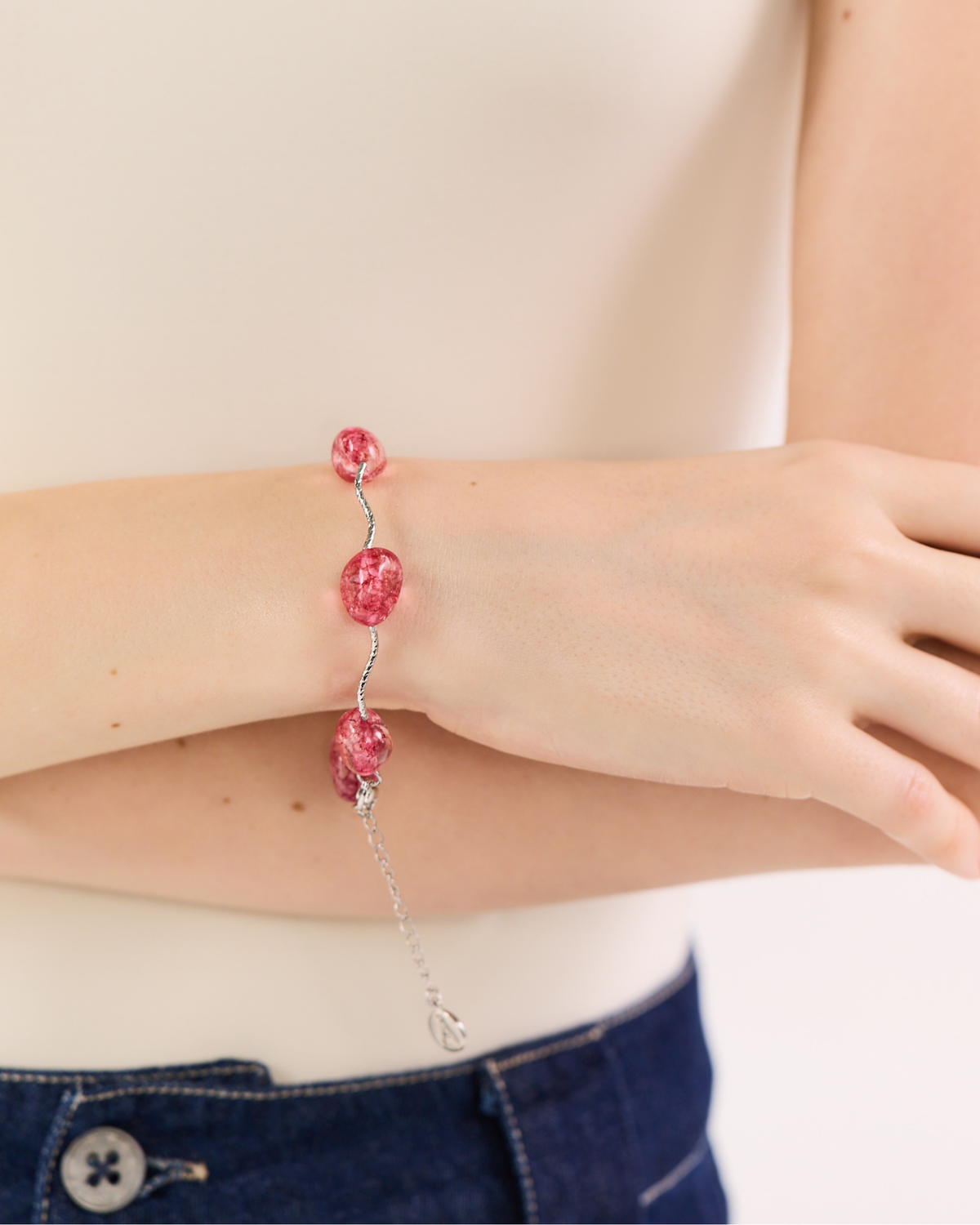 Piped Red Tumbles Bracelet