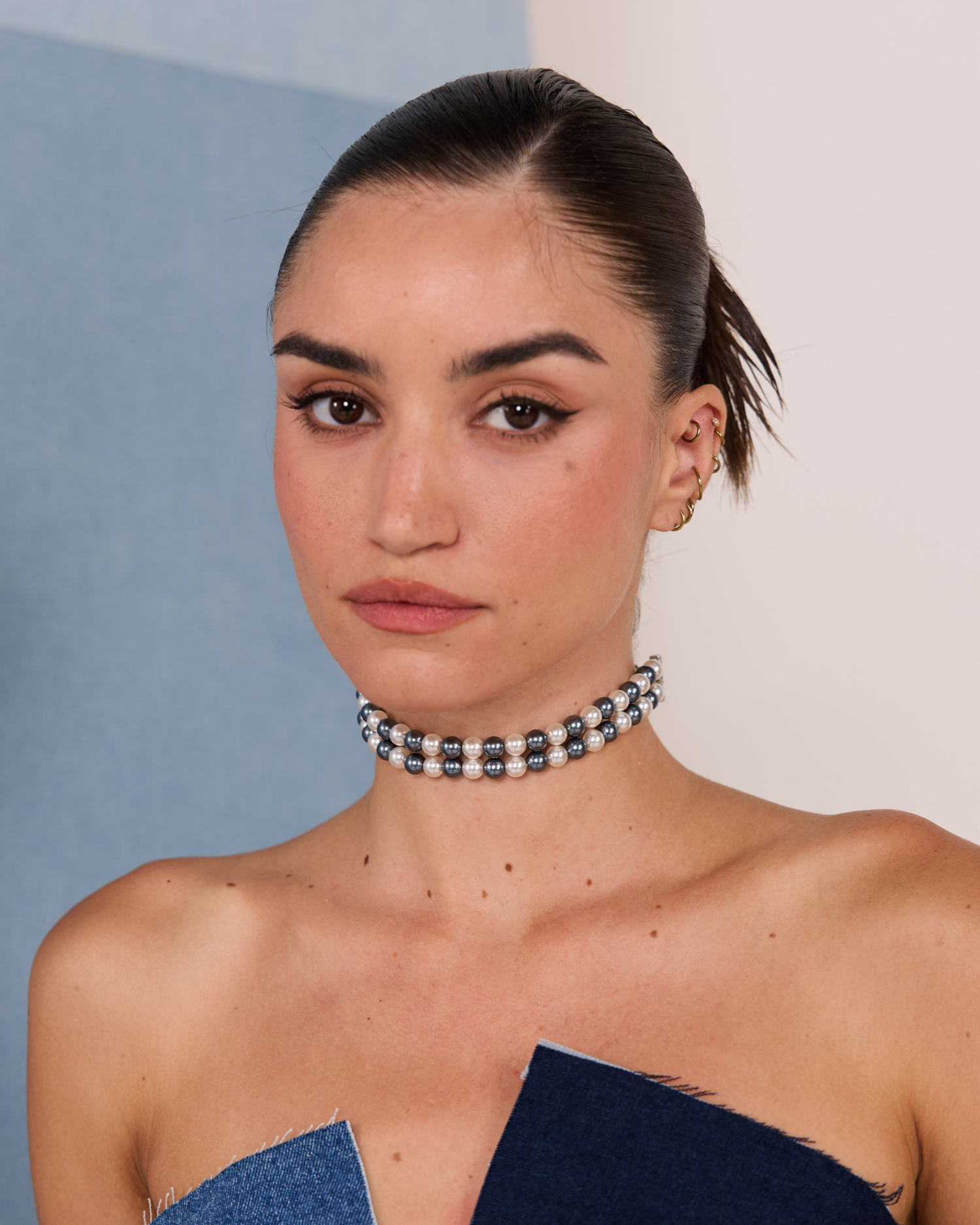 8mm Choker - Dark Silver &amp; White