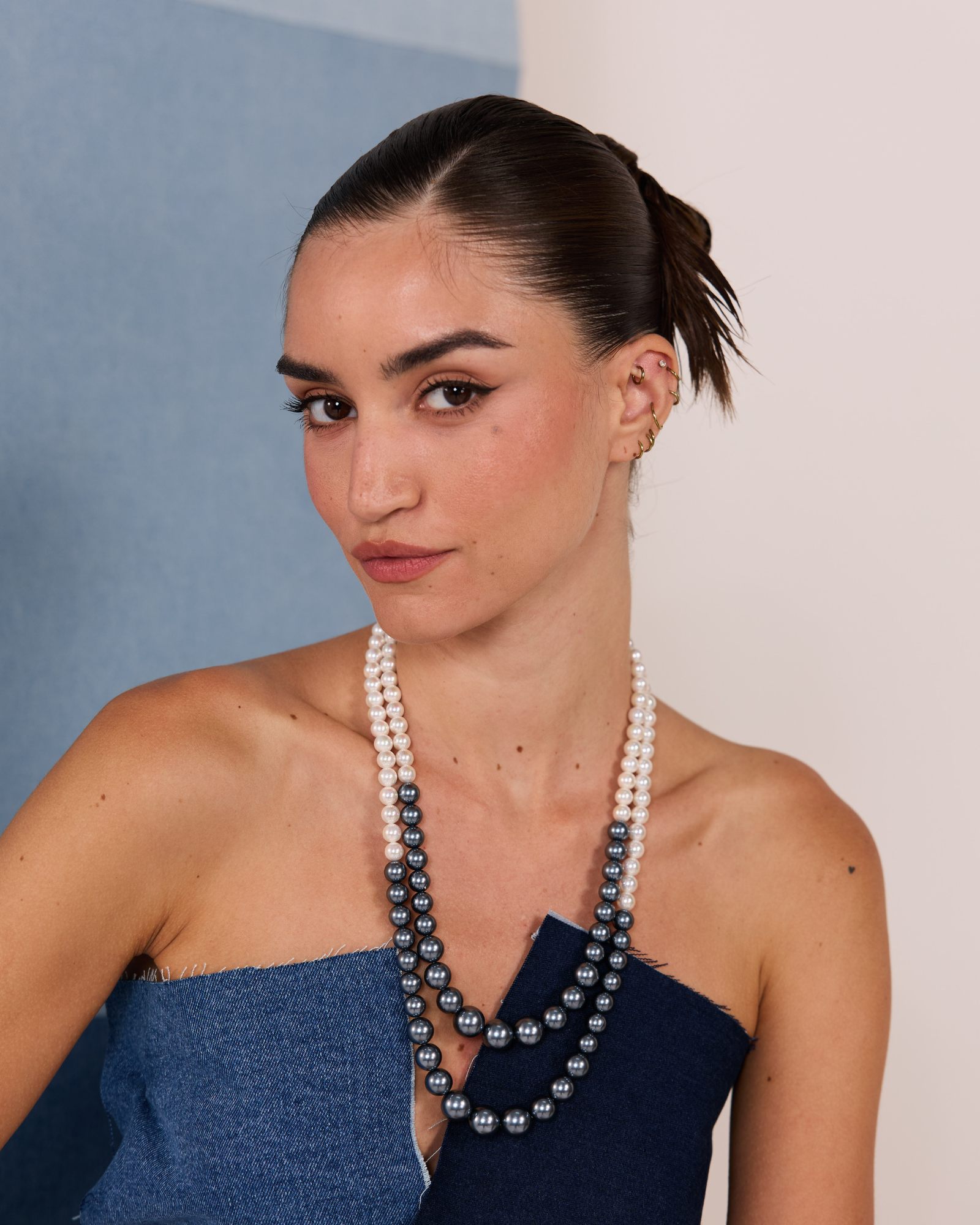 Double Graded Ombre Necklace - Dark Silver