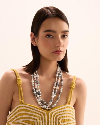 Dark Silver, Silver &amp; White Mixed Necklace