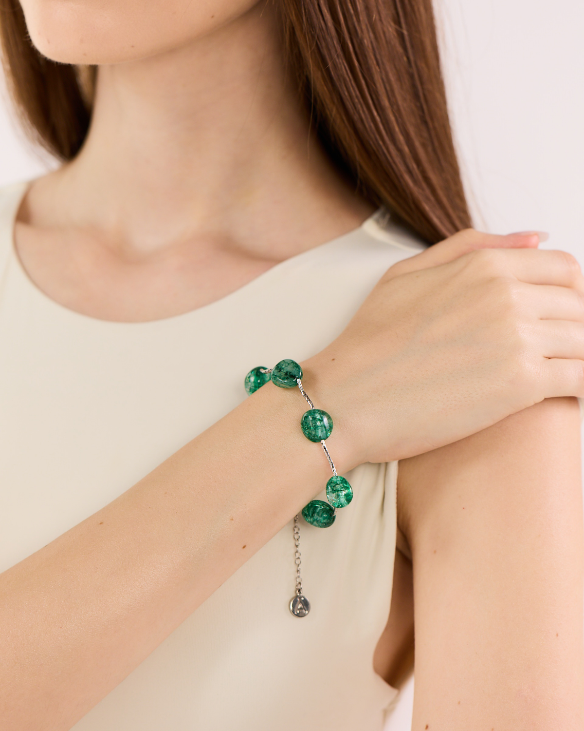 Piped Green Tumbles Bracelet