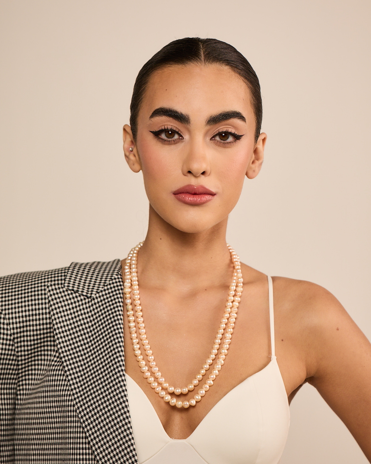 Double Peach Natural Pearl Necklace