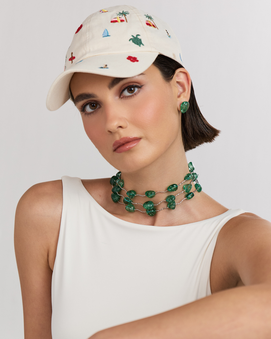Piped Green Tumbles Choker