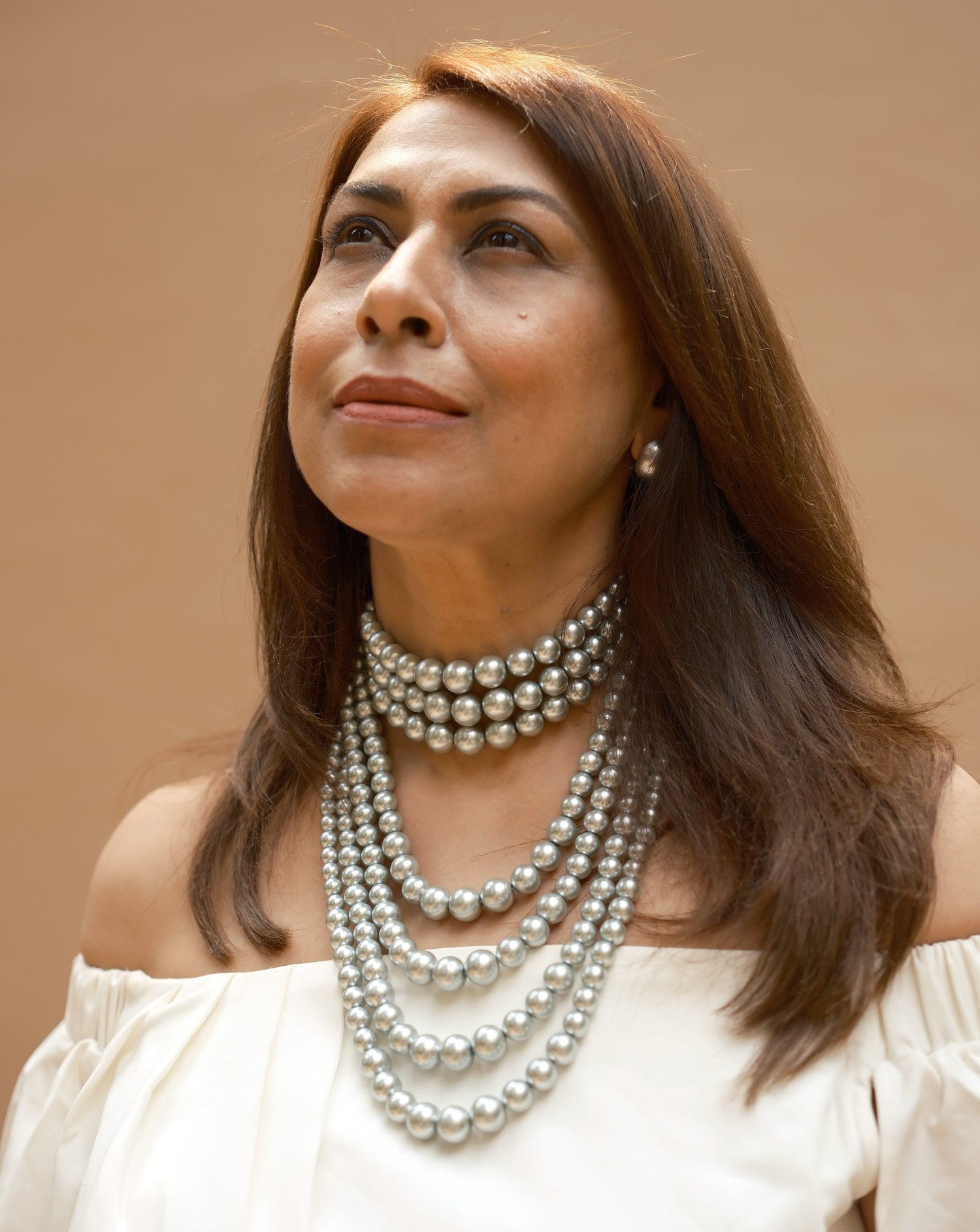 Quadruple Graded Pearls - Silver