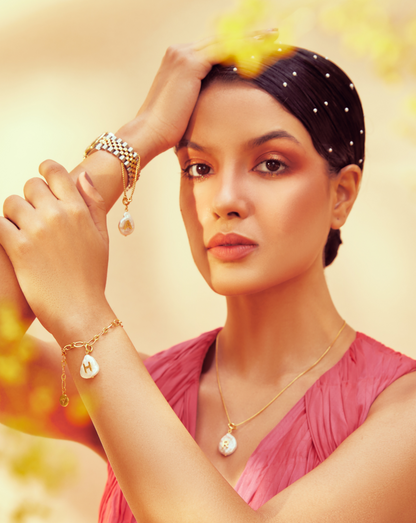 Initial Pearl Watch Charm