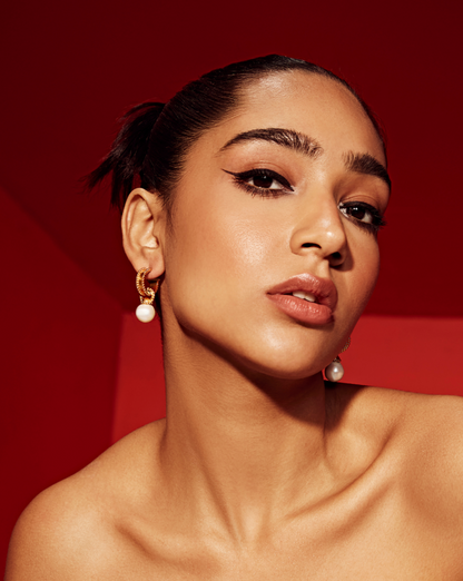 Oyster Baroque Pearl Hoops