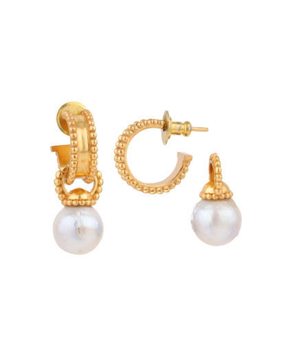 Oyster Baroque Pearl Hoops